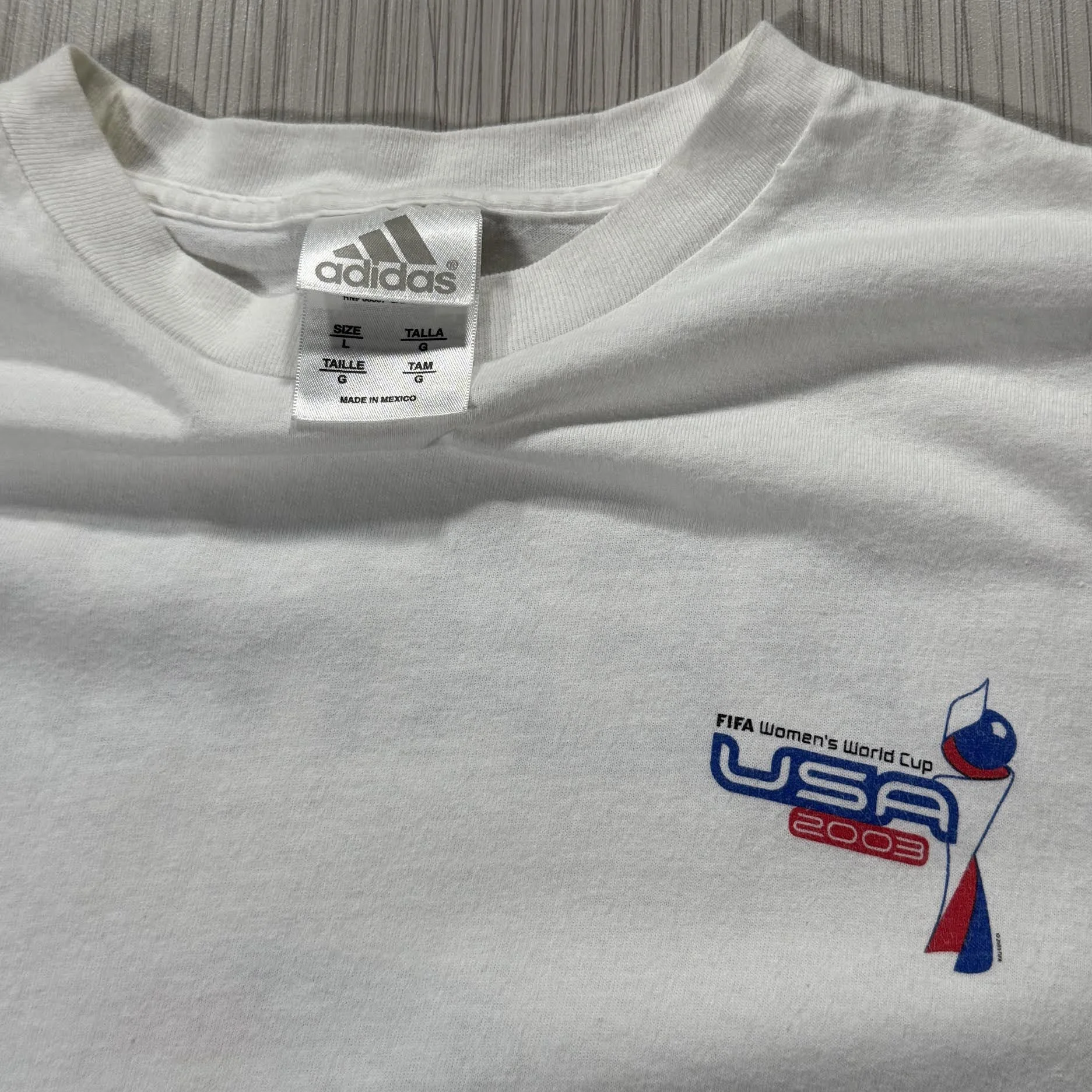 FIFAワールドカップ　2003  オフィシャル　Ｔシャツ Vintage Adidas 2003 World Cup Christie Pearce T Shirt (Size L